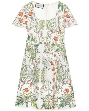 Gucci Flora Print Cotton Midi Dress - White