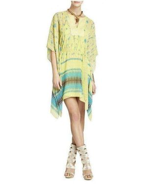 BCBGMAXAZRIA Eva Scarf Print Lemongrass Dress - Yellow