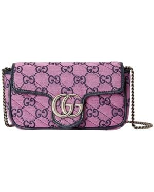 Gucci Pink GG Marmont Pink Super Mini Bag - Purple