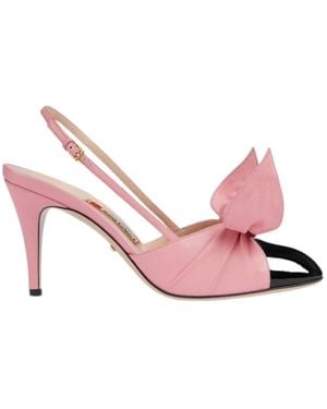 Gucci Bow-embellished Leather Slingback Court Shoes - Pink