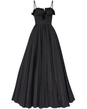 Giambattista Valli Ruched Ruffled Black Cotton Gown