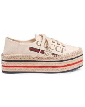 Gucci Logo Platform Espadrilles - White