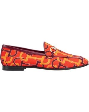 Gucci Jordaan Orange Horsebit Canvas Loafer - Red