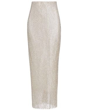 Markarian Ulla Mesh Rhinestone Embellished Pencil Skirt - White
