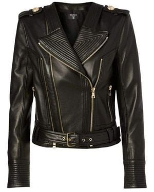 Balmain Buckle Belt Leather Jacket Fr 38 (us 8) - Black
