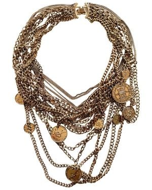 BCBGMAXAZRIA Layered Coin Charm Statement Necklace - Brown