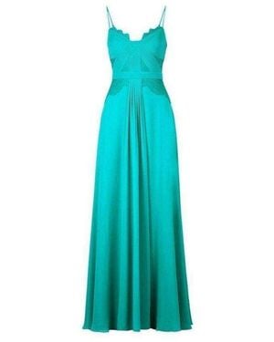 BCBGMAXAZRIA Antonea Lace Trim Pleated Gown - Green