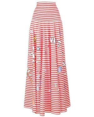 Mira Mikati Red White Stripe Cotton Skirt Dress