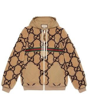 Gucci Gg-pattern Fleece Jacket - Natural