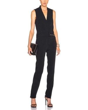 Mugler Sleeveless Stretch Crepe Jumpsuit - Blue