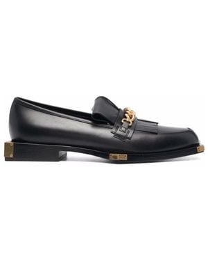 Balmain Black Tomi Leather Loafers - Blue