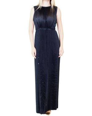 Nina Ricci Black Pleated Sequin Embellished Maxi Silk Gown