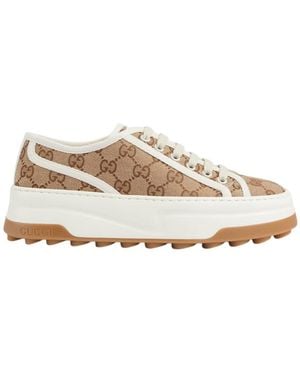 Gucci GG Canvas Platform Sneaker In Beige - White