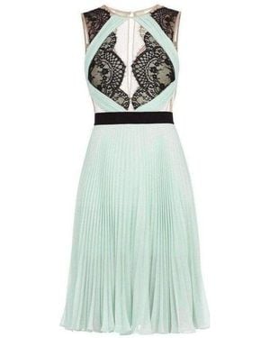 BCBGMAXAZRIA Scalloped Edge Pleated Dress - Green
