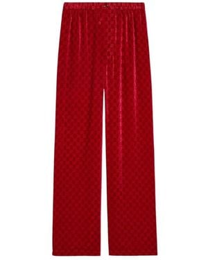 Gucci GG Velvet Devoré Wide-leg Trousers - Red