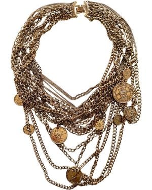 BCBGMAXAZRIA Layered Coin Charm Statement Necklace - Brown