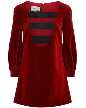 Gucci Stretch Cotton-velvet Mini Dress - Red