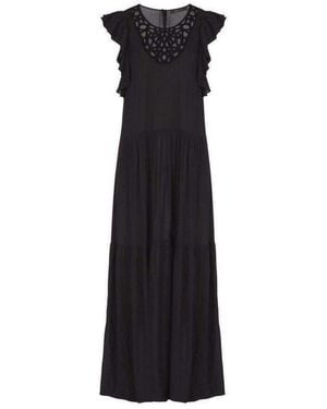 BCBGMAXAZRIA Lyndsy Flutter Sleeve Cutout Embroidered Maxi Dress - Black