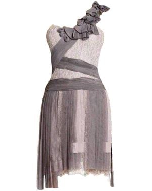 BCBGMAXAZRIA Pleated Contrast Lace Dress - Red