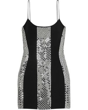 David Koma Crystal Embroidered Cami Mini Dress - Black
