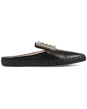 Roger Vivier Rv Lounge Strass Buckle Mules - Black