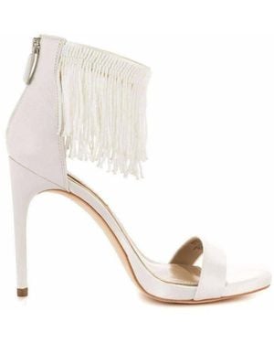 BCBGMAXAZRIA Devine High Heel Beaded Ankle Dress Sandals - White