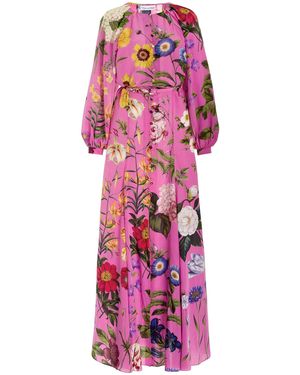 Oscar de la Renta Floral-print Silk Maxi Dress - Red