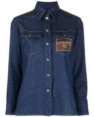 Gucci Logo-patch Denim Shirt - Blue