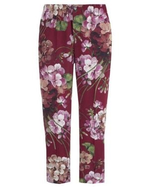 Gucci Blooms Print Pyjama Burgundy Silk Trousers - Red