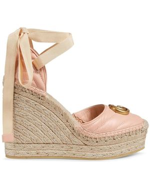 Gucci Leather Matelassé Platform Espadrilles - Natural