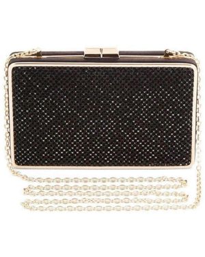 BCBGMAXAZRIA Sonia Black Crystal Mesh Satin Frame Clutch