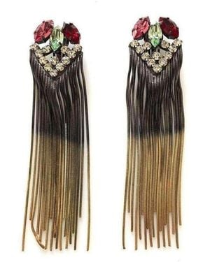 Iosselliani 18k Gold Plated Brass Swarovski Crystal Fringe Earring - Metallic