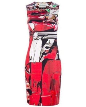 Mary Katrantzou Sleeveless Print Silk Dress - Red