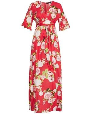 BCBGMAXAZRIA Floral-print Faux-wrap Maxi Dress - Red