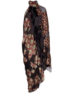 Dries Van Noten Dingo Asymmetric Velvet Devoré Dress - Black