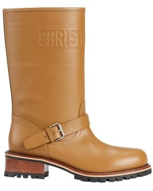 Dior Quest Leather Mid-calf Boots - Brown