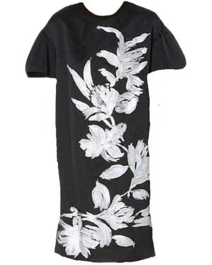 Dries Van Noten Floral Motif Silk Blend Dress - Black