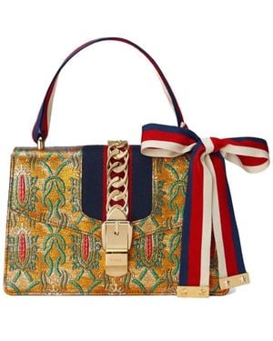 Gucci Sylvie Multicolour Brocade Bag - Red