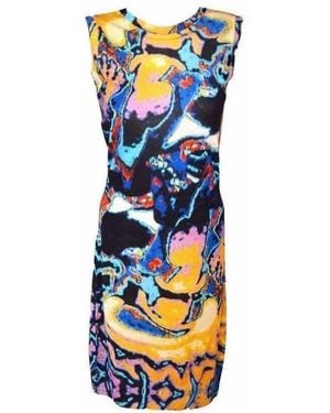 Christopher Kane All Over Brain Sleeveless Silk Knit Dress - Blue