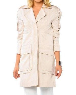 BCBGMAXAZRIA Long Cotton Blend Coat - Natural