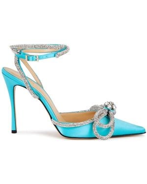 Mach & Mach Crystal-embellished Satin Court Shoes - Blue