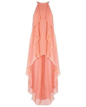 BCBGMAXAZRIA Kelsia Cascade Ruffle Halter Dress Iqi66d43-6r3 - Pink