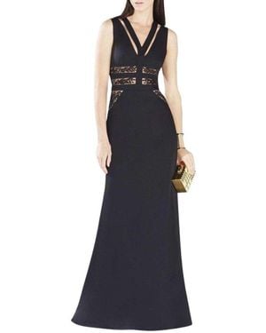 BCBGMAXAZRIA Emyli Lace Blocked V-neck Dress - Black
