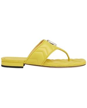 Gucci Double G Yellow Leather Sandals