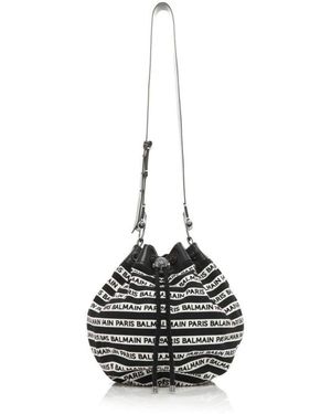 Balmain Canvas Bucket Large Bag - Black