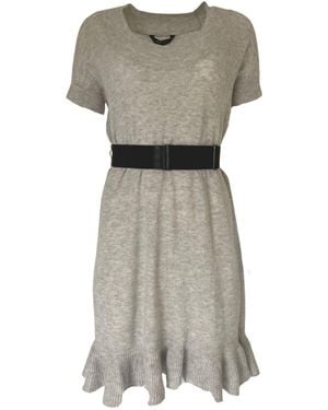 BCBGMAXAZRIA Grey Ruffle Cashmere Blend Dress