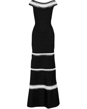 Hervé Léger Mariana Lattice Trimmed Bandage Gown - Black