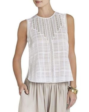 BCBGMAXAZRIA Marci Sleeveless Lace-trim Top - White