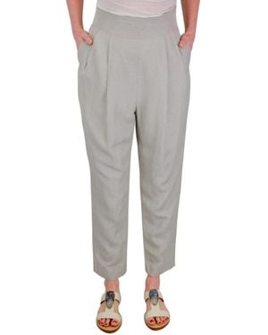 Héros Gray Silk-linen Blend Pleated Pants