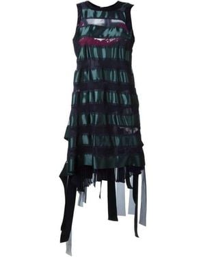 Sacai Transparent Stripe Panel Dress - Green